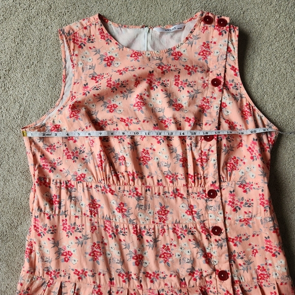 100% Cotton Floral print Cottagecore side button Sleeveless Tank Midi Maxi Dress - Picture 11 of 16